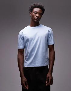 Футболка Topman обычного укороченного кроя светло-голубого цвета
