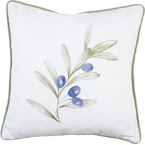 Чехол на подушку Clayre & Eef 40x40 см белый хлопок оливковый Clayre&Eef