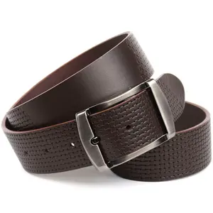 Ремень Anthoni Crown из натуральной кожи растительного дубления с плетеным тиснением, коричневый