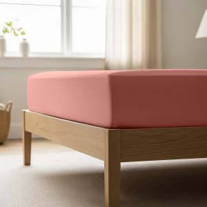 Mellanni Комплект постельного белья, полный размер, 1 предмет, простыня с глубокими бортиками до 40 см, мягкое охлаждающее, устойчивое к выцветанию и пятнам, коралловый