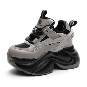 Увеличивающие рост, ударопрочные, износостойкие, легкие, нескользящие, низкие, массивные кроссовки для женщин Shangjinni, Black Fleece-Lined