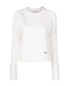 Свитер из смесовой шерсти с вырезом Michael Kors, белый