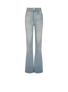 Джинсы из денима расклешенного кроя Balmain, синий