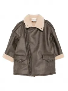 Куртка с косой молнией Douuod Kids, коричневый