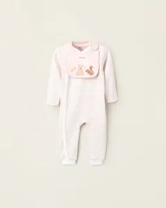 Детская пижама 100% хлопок в полоску с принтом Zippy, светло-розовый