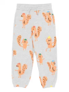 Эластичные спортивные брюки с принтом белки Stella McCartney Kids, серый