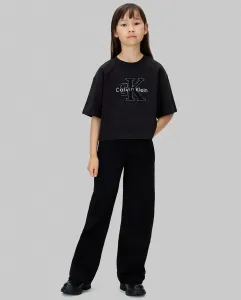 Джинсы для девочки с широкими штанинами Calvin Klein, черный