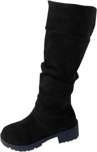 Модные женские сапоги на широкую икру: повседневные высокие ботинки для ходьбы, легкие осенние праздничные туфли Generic, Black