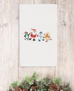 Рождественское полотенце Skating Party из 100% турецкого хлопка Linum Home, белый