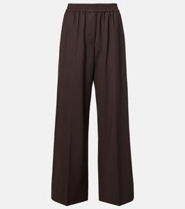 Широкие брюки с высокой талией из смесовой шерсти Brunello Cucinelli, Caffé