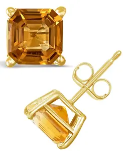 Серьги-Гвоздики с гранатом (2,5 карата) из 14-каратного желтого золота (также с перидотом и цитрином) Macy'S, citrine