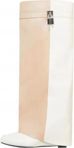 Женские высокие сапоги Arqa выше колена с отворотом, на скрытой танкетке, сапоги-акулы, сапоги без застежки с широкой голенью, модные вечерние ботильоны с округлым носком