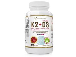 Progress Labs, Витамин К2 витаМК7 200 мкг + D3 100 мкг 4000МЕ, 120 капсул