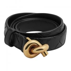 Bottega Veneta Кожаный женский ремень черно-красный шириной 2 см, Black