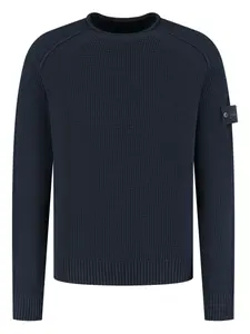 Свитер с круглым вырезом и нашивкой-компасом Stone Island, синий