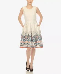 Женское облегающее платье длиной до колена с расклешенным лифом White Mark, коричневый/бежевый