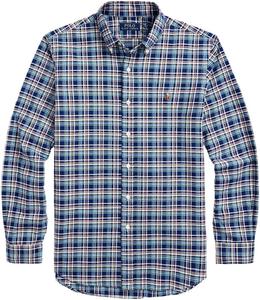 POLO RALPH LAUREN Мужская длинная рубашка Oxford с пуговицами Slim Fit, Blue Red Mu