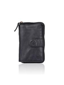 Кожаный кошелек "Collins" черного цвета - (Ш)9 x (В)17 x (Г)3 см Bellicci