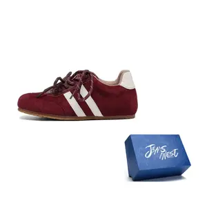 JEANSWEST Быстросохнущие, устойчивые к истиранию, легкие, дышащие женские повседневные низкие кеды Box - Бордовые, цвет Burgundy