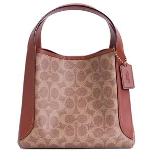 COACH Кожаная корзина Хэдли Сумка через плечо Женская сумка среднего размера Коричнево-желтая с карамельным