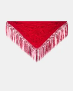 Шёлковая шаль из Манилы с ручной бахромой Nava, красный