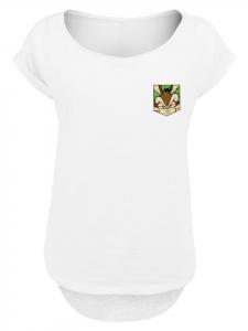 Длинная футболка с рисунком лица Looney Tunes и карманом-обманкой белого цвета F4NT4STIC