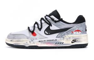 Nike Кроссовки для скейтбординга Full Force Red Graffiti, износостойкие, низкие, мужские, черные, серые, красные