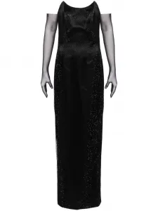 Платье без бретелей со стразами BAZZA ALZOUMAN, черный