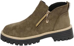 Женские модные короткие ботинки, большой размер, с толстой подошвой, боковая молния, однотонный дизайн, для использования на улице, осень-зима. Fusecottc, Green