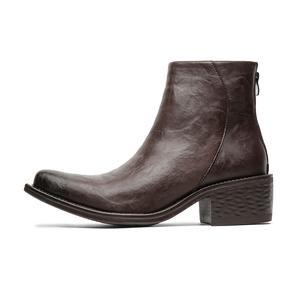 MODENGPAN Коричневые мужские полусапожки на каблуке 3 см, цвет Brown