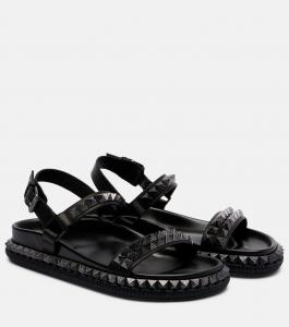 "Pyrabizz" кожаные сандалии с шипами Christian Louboutin, Black/Lin Black