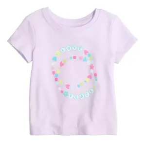 Футболка с коротким рукавом и принтом для девочек 4-12 лет Jumping Beans, цвет bracelet love purple