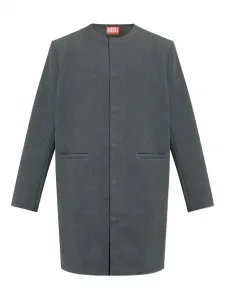 Однобортное пальто без воротника DIESEL, серый