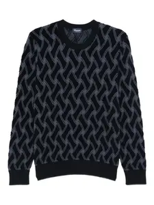 Свитер из мериноса с геометрическим узором Drumohr, синий
