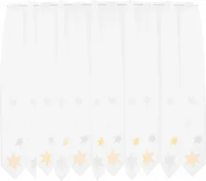 Шторы Kranzusch, шторы для кафе со звездами, 90x196 см (В/Ш), белые с желтым/серым, шторы для бистро, кухонные шторы, 1 упаковка Gardinen Kranzusch
