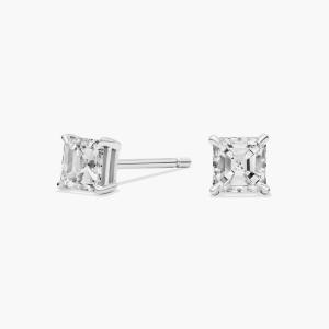 Серьги-гвоздики с бриллиантами огранки Asscher из 14-каратного белого золота (1/2 карата, чистота - HI / SI1-SI2) Blue Nile