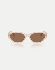Солнцезащитные очки Ray-Ban Rb4457d в прямоугольной оправе с коричневыми линзами в опалово-бежевом цвете