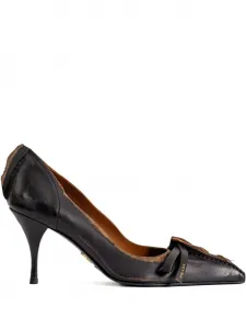 Туфли-лодочки на каблуке 85 мм с отделкой из ленты Prada, черный