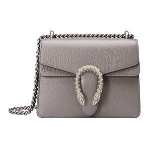 GUCCI Кожаная цепочка Дионис Бог Вина миниатюрная женская сумка через плечо серый