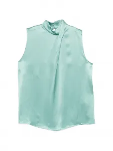 Блузка с драпировкой и воротником-стойкой Eleventy, синий