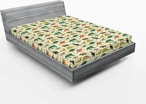 Простыня на резинке ABAKUHAUS с динозаврами, юрский мультфильм, примитивные животные, доисторические млекопитающие, рептилии, детские питомцы, 120 x 190 см, разноцветная Abakuhaus