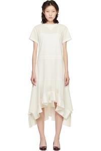 Sacai Платье миди из хлопчатобумажной ткани цвета слоновой кости