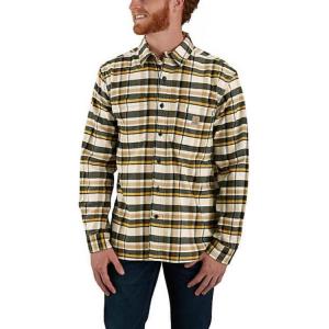 Carhartt Мужская фланелевая рубашка Midweight с длинным рукавом в клетку, свободного кроя, Malt Yellow