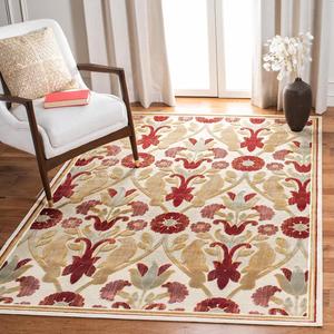 Ковер SAFAVIEH, 122 x 171 см, Paradise Collection, Creme, цветочный вискозный дизайн, идеально для помещений с высокой проходимостью: прихожая, гостиная, спальня (PAR45-404)