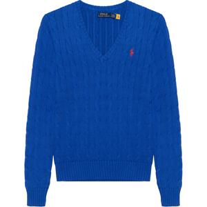 Вязаный свитер с V-образным вырезом Kimberly Polo Ralph Lauren, королевский синий