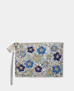 Большая сумка OLIVIA DAR с ручной вышивкой, пайетками и бусинами, синий