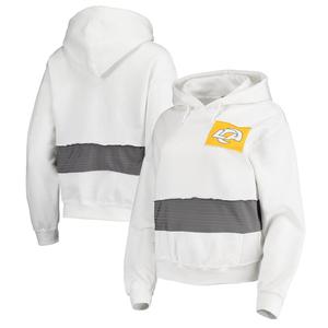 Женский укороченный пуловер с капюшоном Los Angeles Rams белого цвета Refried Apparel