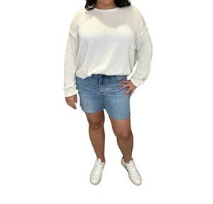 Шорты с высокой талией и необработанным краем, светло-синяя отделка Judy Blue