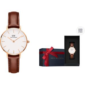 DW/DanielWellington Часы Daniel Wellington DW Watch Girl Wrist Watch Quartz Movement Genuine Leather Strap 28mm White Dial Women's Watch, Brand-New Limited Cherished Blue Box-Vintage Brown Cow Leather Golden Watch