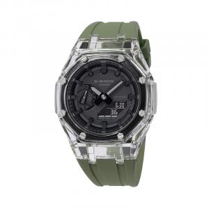 Часы Casio G-Shock Analog-Digital 2100 Series, арт. GA-2100-1A1, серо-зеленый/прозрачный/черный